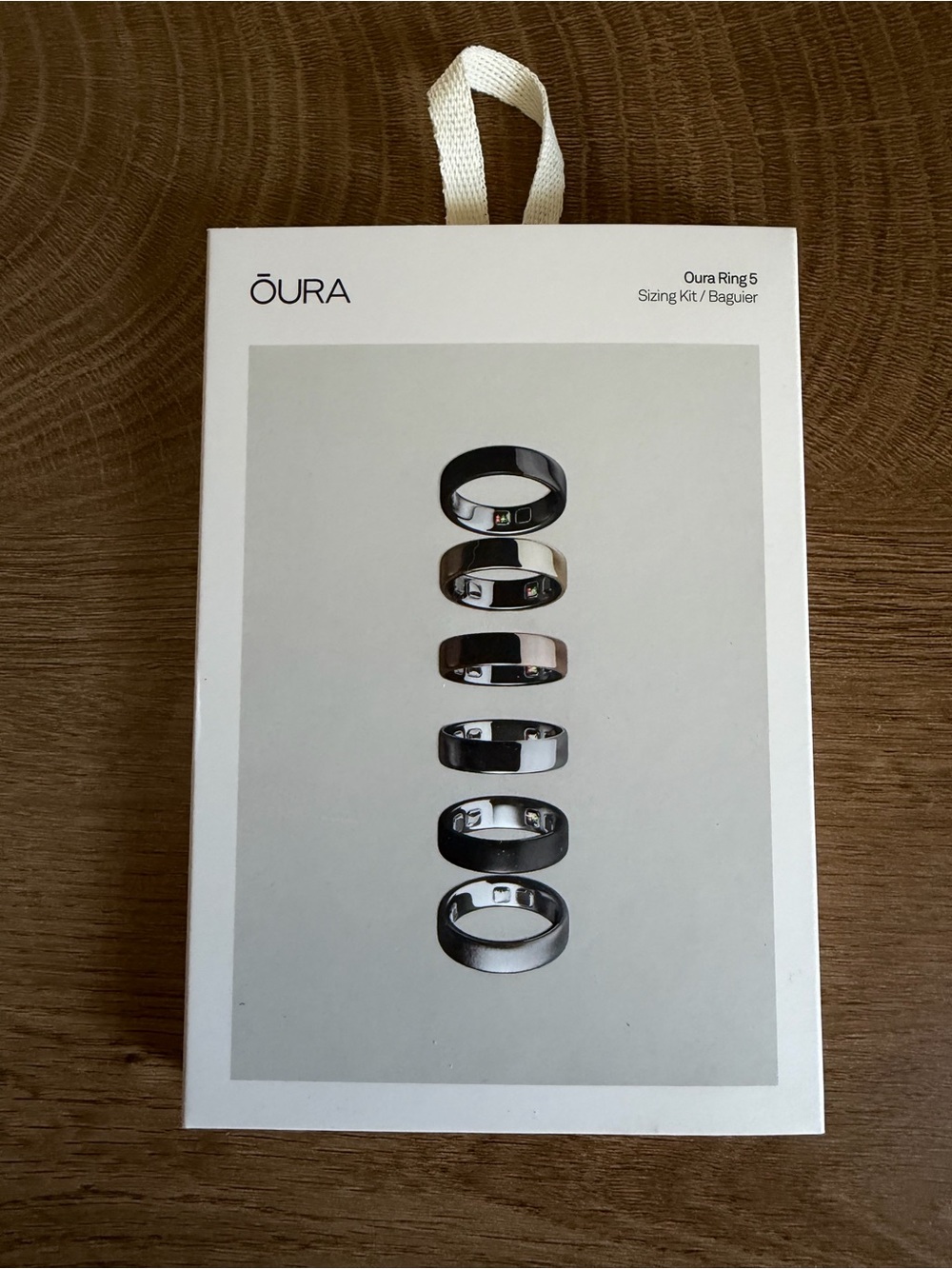 Oura Ring Sizing Kit - White with Silver and Black Ring Images